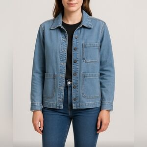 Well Worn Light Blue Jean Jacket Small